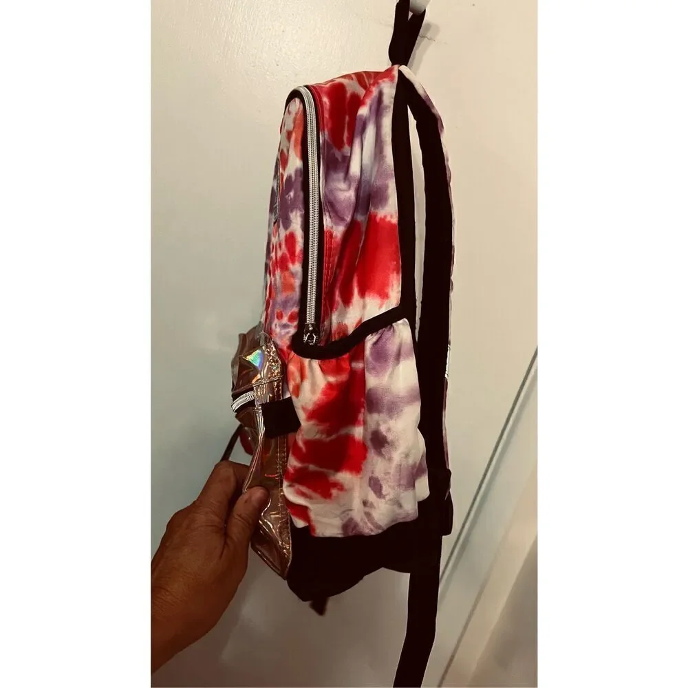 JUSTICE LARGE PINK AND PURPLE TIE DYE BACKPACK
